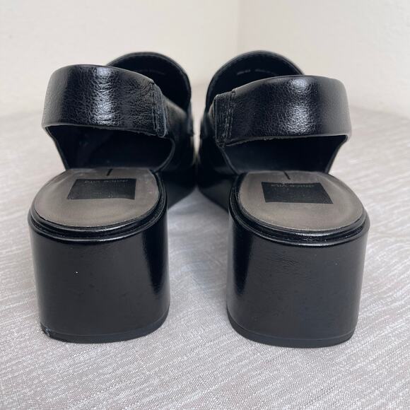 Dolce Vita Black Leather Slingback Loafers Square Toe Penny Minimalist Women 6.5 - Picture 4 of 8